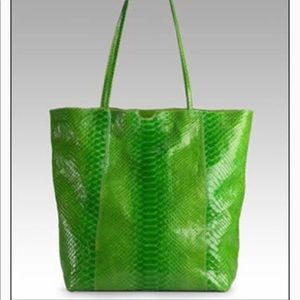 Dark green python tote.